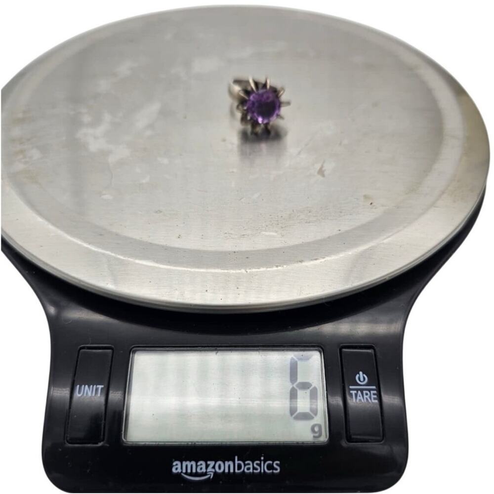 VTG Taxco Mexico Sterling Silver Round Purple Sapphire Cocktail Ring Size 4.5 - Picture 8 of 9